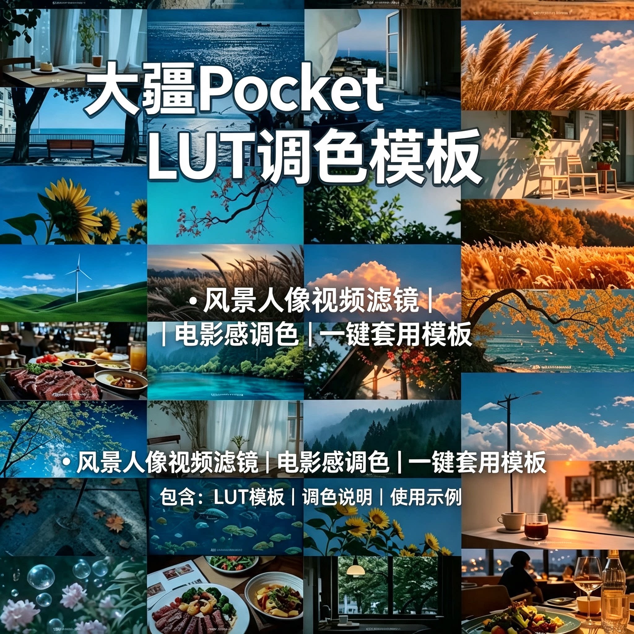 大疆 Pocket LUT 调色模板风景人像视频电影感滤镜一键套用素材包图片