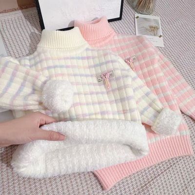女童高领冬季厚绒一体绒
