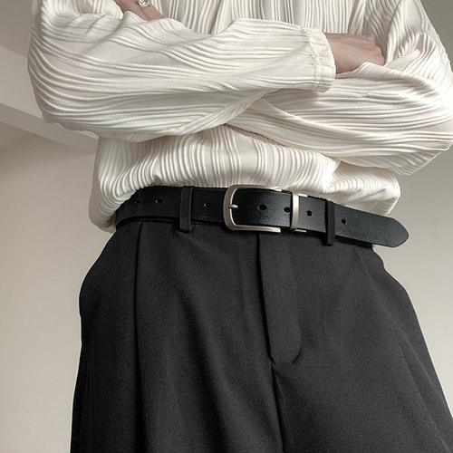 港风男牛皮针扣Ins休闲腰带皮带