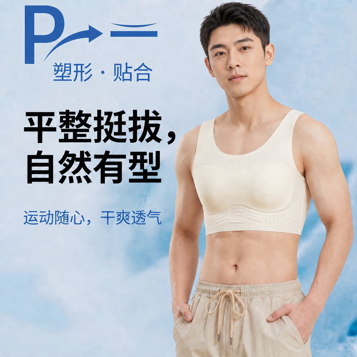 男士大码背心式专用文胸紧身塑身衣防凸点运动无痕内衣隐形束胸衣