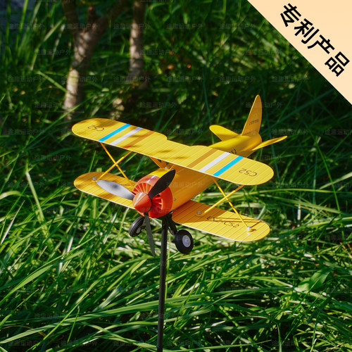 金属铁艺复古大风车飞机装饰摆件