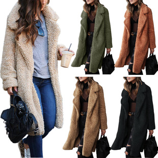 New autumn winter long sleeved women's plush top, long coat