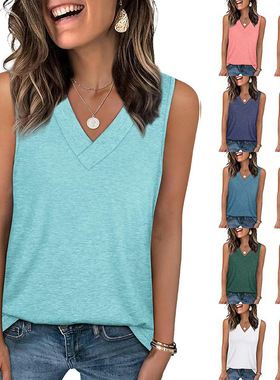 Women's summer women's top collar loose sleeves casual vest