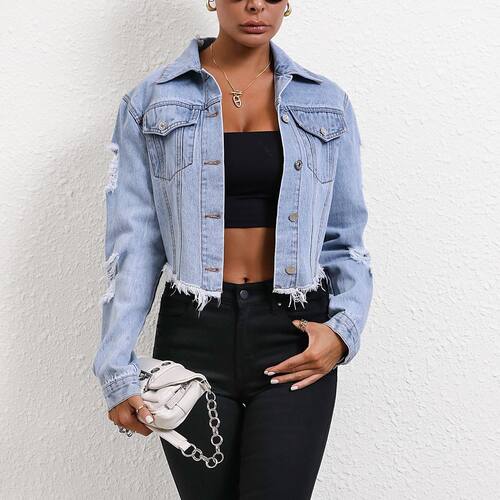 New Women's INS casual loose long sleeved short denim jacket