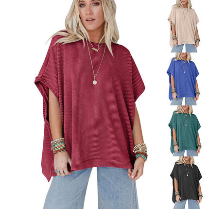 Women's summer knitted oversized pullover shirt for women