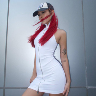 zipper sleeve tight Summer dress sexy fitting short girl