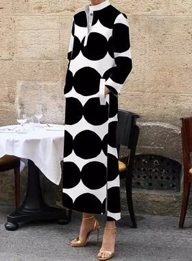 women's Long Sleeve Dress Regular Sleeve Half Open Collar