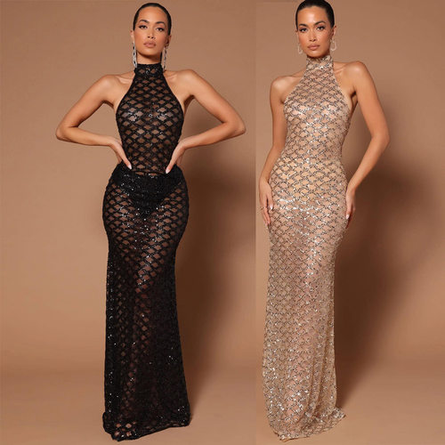 women's Fashion sexy evening dress girl's sequined dress,