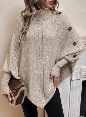 new Winter Twisted Flower Sweater women High Colla pullover