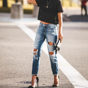 New Small Leg Jeans Women 2023 Summer Mid Waist Commuting