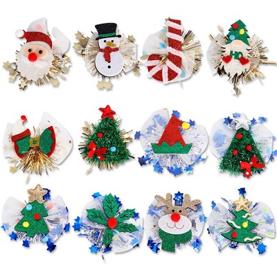 Christmas Pet hair clip cute elderly snowman hairpin dog cat
