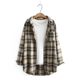 women plus shirt new size winter autumn large Plaid blouse