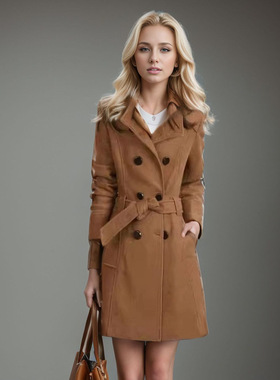 women's autumn winter woolen coat, plus size slim fit woole