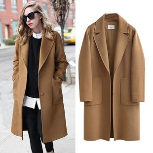 Autumn and winter woolen coat long loose woolen coat women's