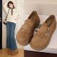 女2026新款 春季 反绒皮勃肯鞋 松糕厚底皮带扣一脚蹬百搭乐福0127z