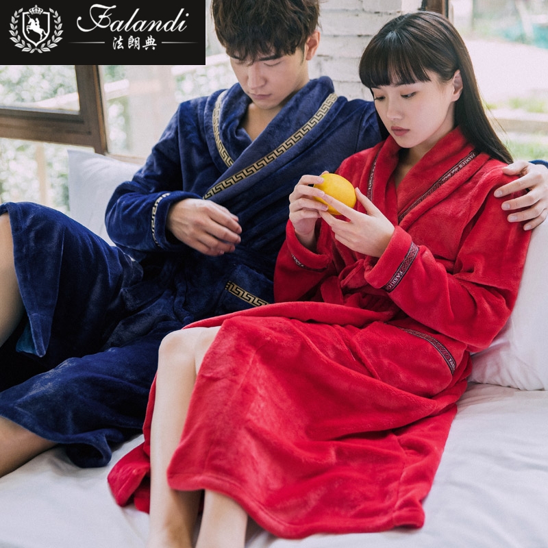 秋冬季珊瑚绒复古风加长款浴衣