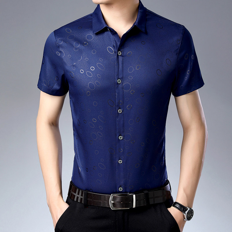 2026夏季新款男士短袖衬衫薄款商务休闲中年爸爸装宽松半袖上衣白