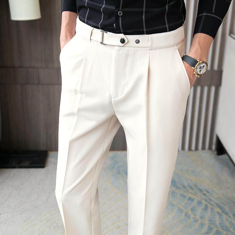 春季西装裤男韩版潮流英伦风男士修身直筒垂感九分西裤商务0227u