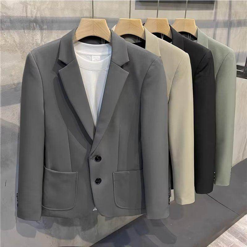 高级感垫肩小西装男春秋季潮牌宽松免熨烫休闲商务单排扣西0121r,男装,商务正装西服,淘宝优惠券,粉丝福利购,淘宝优惠卷