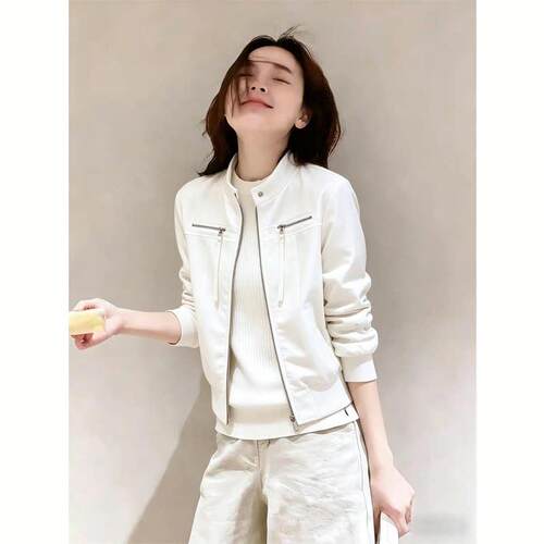 外套港风立领拉链短款棒球服女2026春时尚宽松显瘦机车风夹1004d