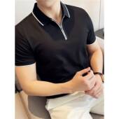 t恤男士 Polo衫 春季 透气 修身 半拉炼弹短袖 翻领Polo衫 0204w