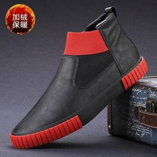 一脚蹬马丁靴黑色男板鞋 懒人鞋 1226z 2025加绒保暖鞋 秋冬高帮皮鞋