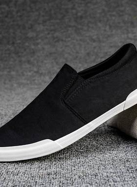 春季一脚蹬帆布鞋男2026新款韩版潮流百搭布鞋男士休闲板鞋0117k