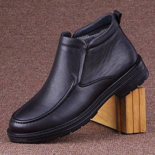 秋冬男鞋 男头层商务休闲套脚高帮马丁靴1226z 加绒保暖鞋