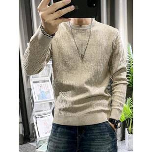 毛衣新款 针织衫 修身 流行长袖 1023z 圆领潮流简约毛线衫 秋冬色男士