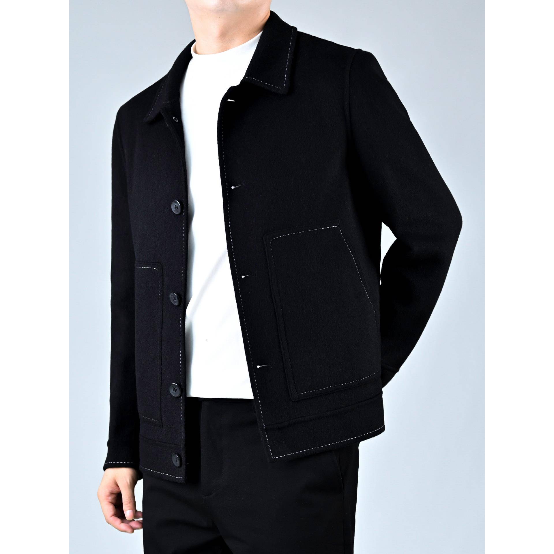 冬季感双面呢外套男士2025年新款大衣短款1121w