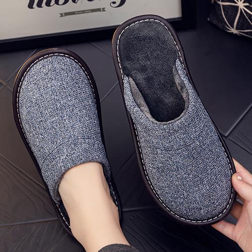 秋冬新款家用布拖鞋男女居家室内防滑木地板软底家居布艺四1004z