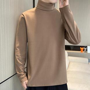 秋冬男士德绒打底衫纯色高领t恤长袖潮流暖和上衣感保暖内搭1216k