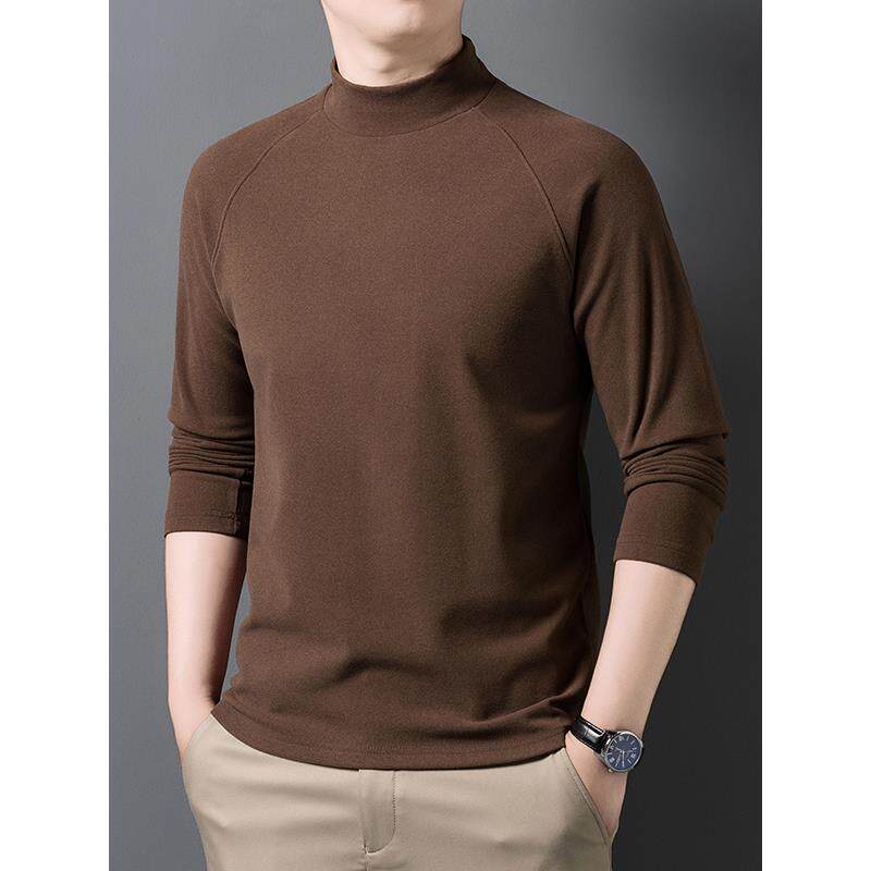 秋冬男士德绒打底衫季中领加纯色长袖t恤韩版磨毛卫衣男装保1216k