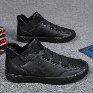 1226z 黑色皮鞋 秋冬靴子男士 2025天鹅绒加厚靴单腿休闲高帮运动鞋