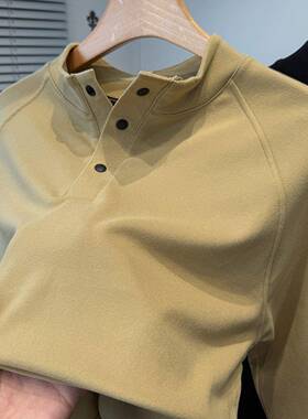 男德绒打底磨毛衫半高领门筒暗扣t恤装长袖春秋冬季年内搭1228k