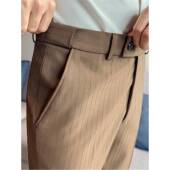 男修身 直筒裤 2026新款 收缩弹松紧腰条纹西裤 商务正装 休闲西0204w