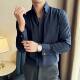 扣衬衫 男长袖 春夏新款 一字领法式 垂坠感弹力修身 抗皱休闲商0130r