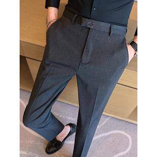 男休闲裤西裤秋士绣花商务休闲百搭时尚新潮修身正装0202k