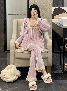 公主风格女式秋冬丝绒2025时尚珊瑚丝绒浅紫色1111r