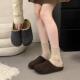 春季 外穿一脚蹬厚底博肯0127z 包头半拖鞋 毛呢勃肯鞋 女2026新款