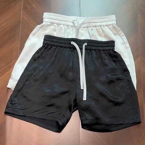 夏季新款肌理感老钱风休闲速干短裤男高档轻奢百搭垂感冰丝0619k