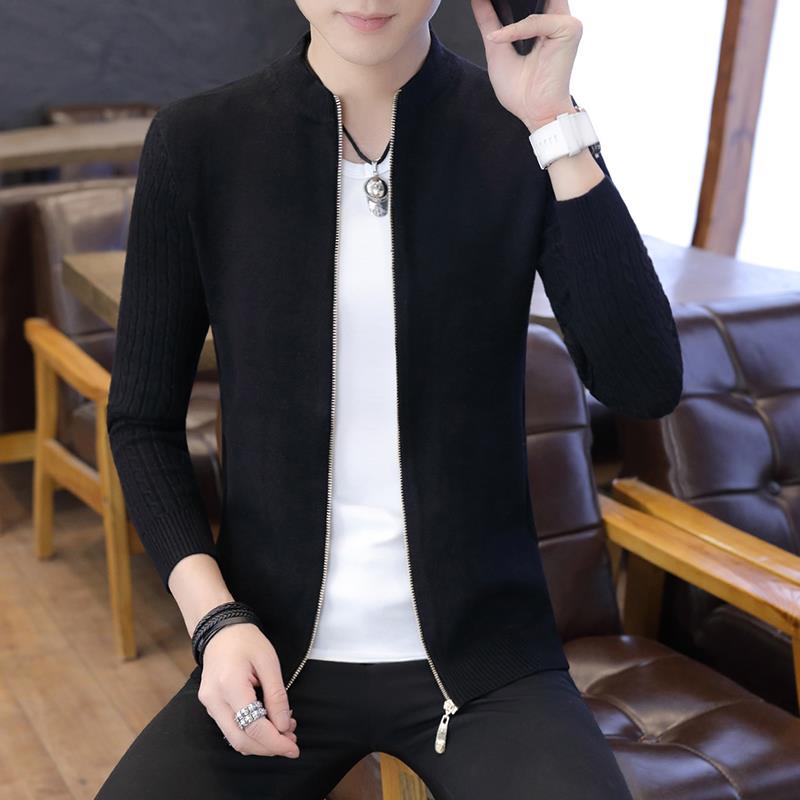 秋冬男士针织毛衣内搭开衫男外穿立领外套季修身韩版夹克1001kz