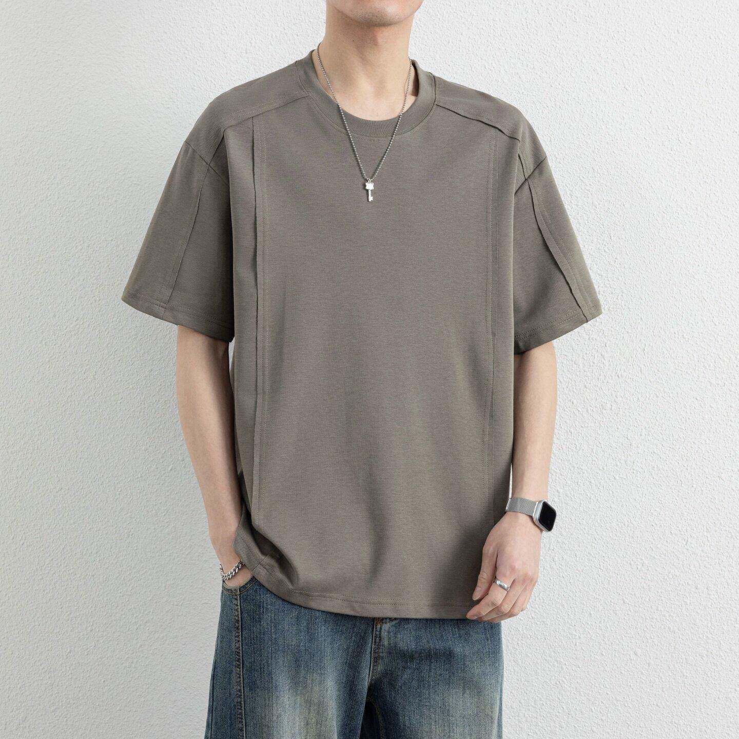 潮牌美式解构拼接短袖T恤男夏季2026新款宽松冰氧圆领半袖0603k