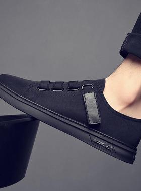 2026春夏新款布面男鞋软底百搭外穿透气黑色帆布鞋潮流板鞋0110r