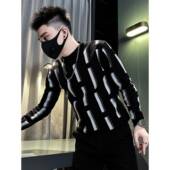 春秋条纹针织品男子 高底内针织品2026年新 英俊苗条botto1231w