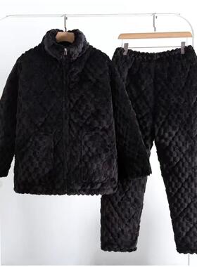 秋冬三层加厚夹棉睡衣男2025新款加绒加厚绒款家居服12292e