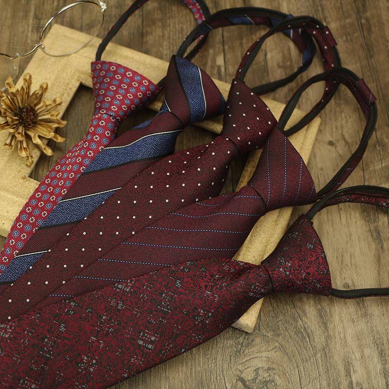 男士领带酒红色拉炼休闲无结懒惰韩式西装商务正式新郎的婚1113w