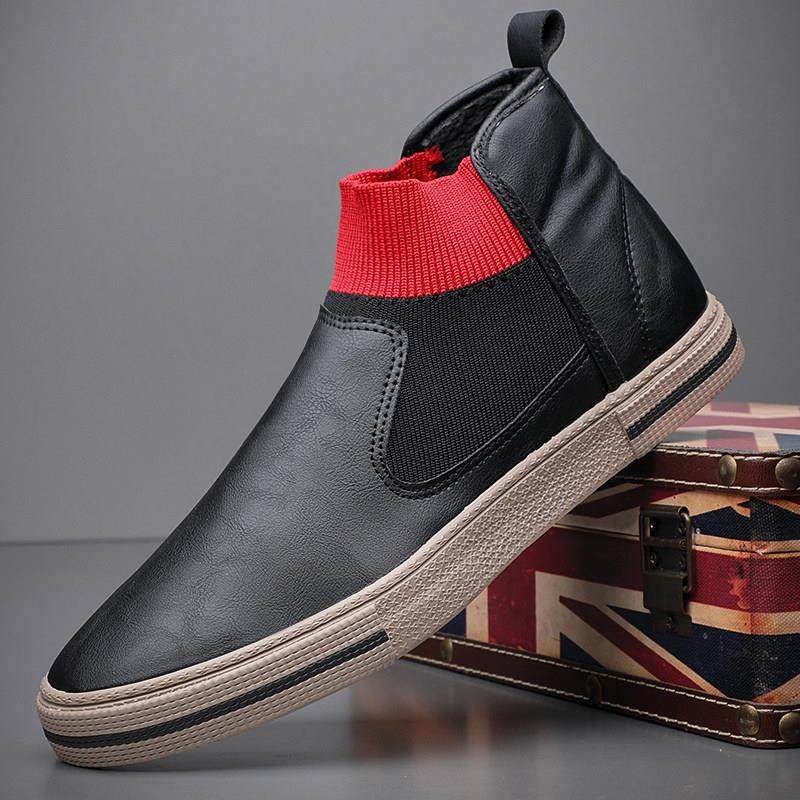 春秋2026新款男士高筒一脚蹬懒人休闲皮鞋潮流加厚鞋板鞋子0123z,流行男鞋,时尚休闲鞋,淘宝优惠券,粉丝福利购,淘宝优惠卷