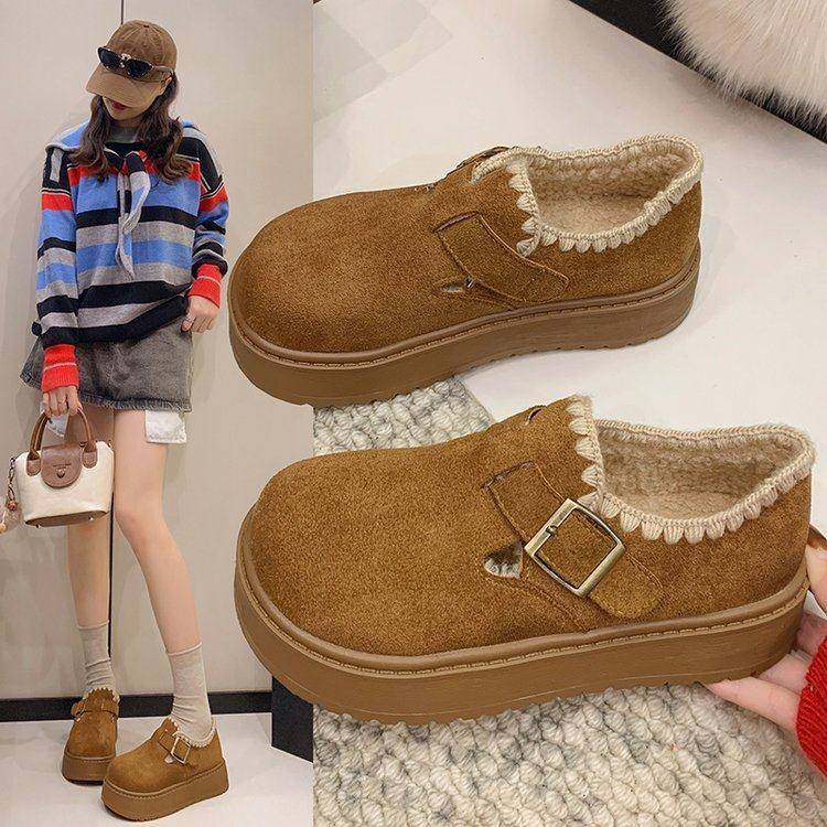 厚底勃肯鞋女春秋加绒2026年火花边一脚蹬乐福鞋保暖棉鞋0115w,女鞋,勃肯鞋/软木鞋,淘宝优惠券,粉丝福利购,淘宝优惠卷