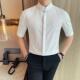 商务休闲五分袖 痞帅时尚 衬衫 修身 夏季 纯色立领衬衫 韩版 男士 0130r